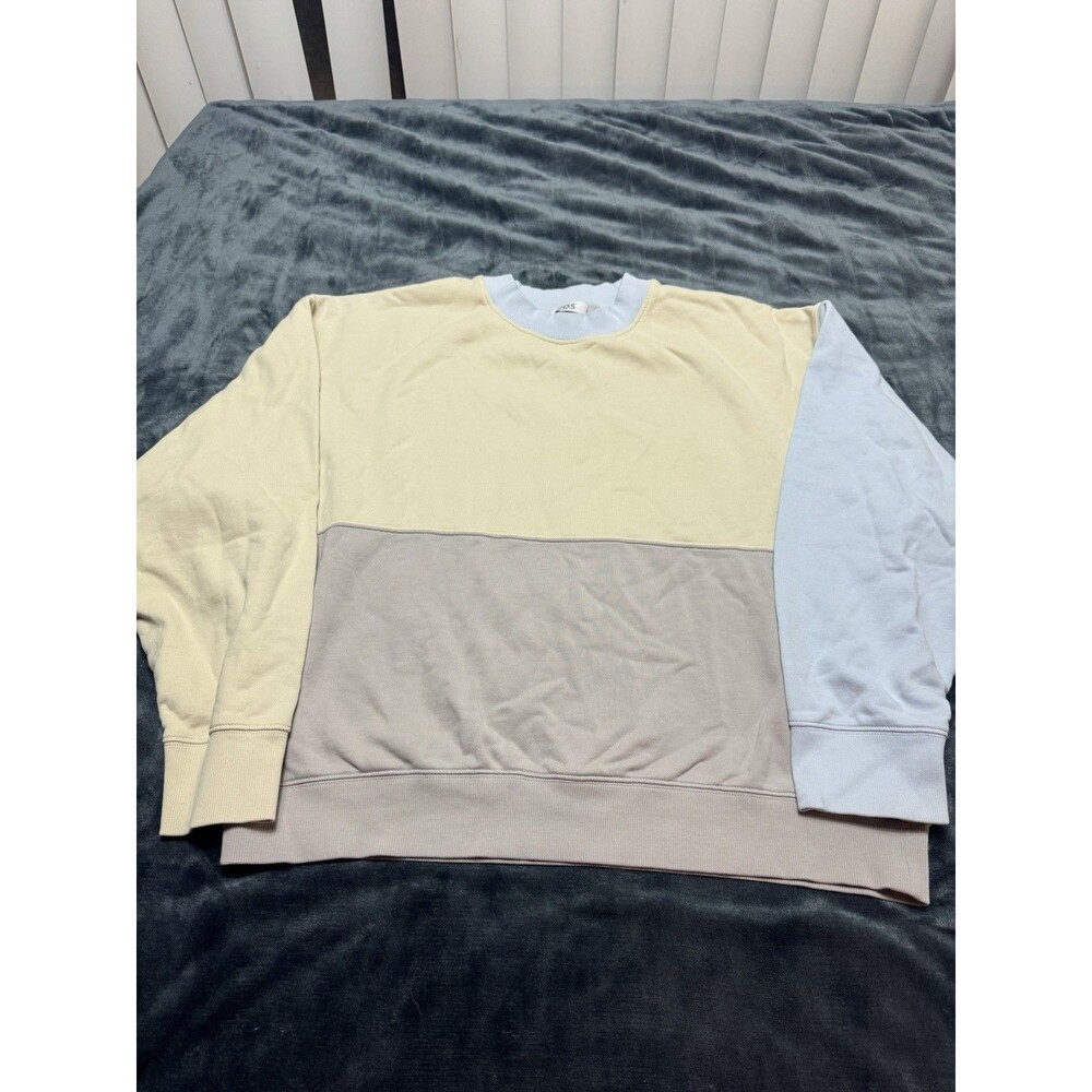 COS Women’s Large Relaxed Color Block Cotton Crewneck Sweatshirt Pastel